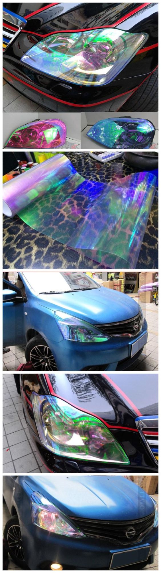 Hot Selling PVC Material 30cm*9m Glossy Chameleon Light Film