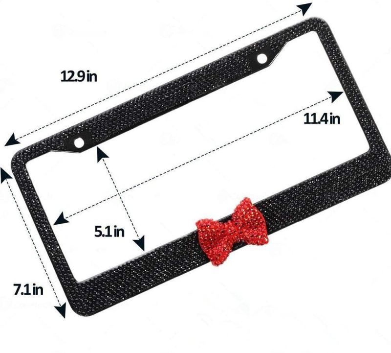 Hot Sellers Car Accessories Black Bling License Plate Frame with Bow for Women