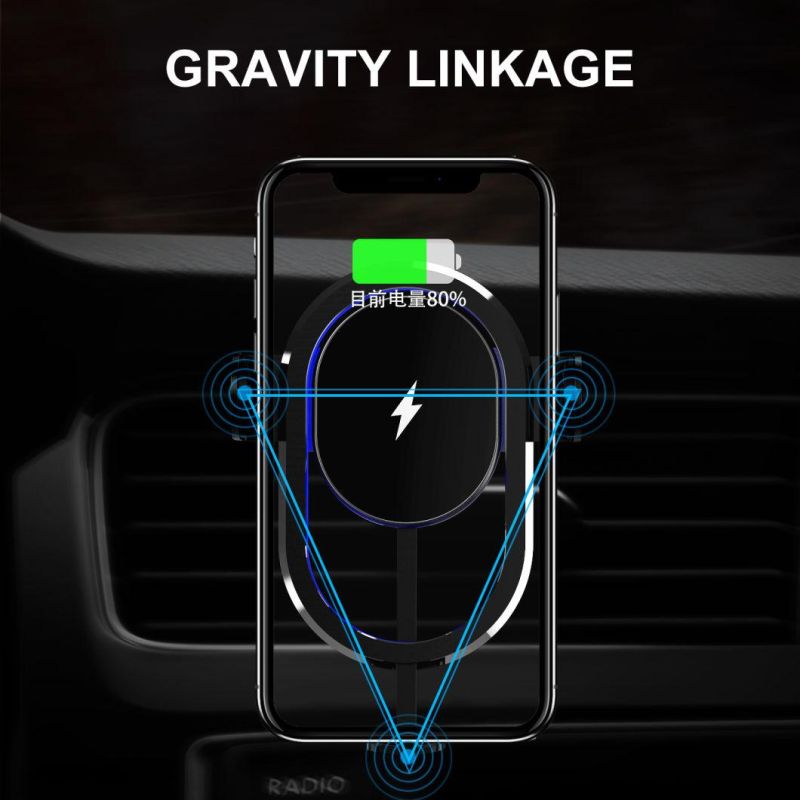 Upgraded Gradient Tempered Glass Penguin Automatic Sensor 15W Wireless Car Charger