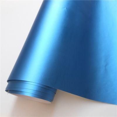 Air Bubble Free Satin Matte Chrome Blue Car Wrap Vinyl Film