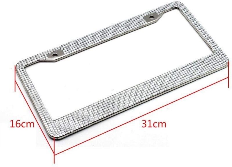 Car Accessory White Bling License Plate Frame 1PC