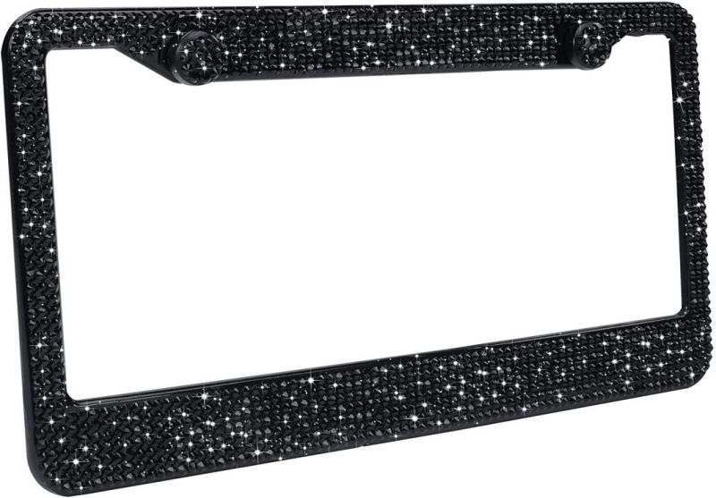 Car Accessory Black Bling License Plate Frame 1PC