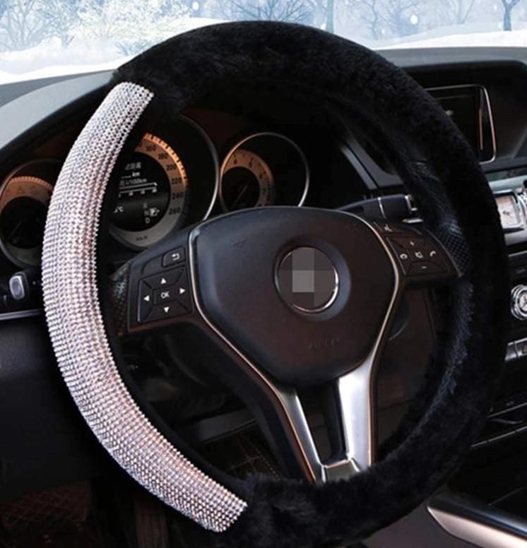 Car Accessory Fur Bling Steering Wheel Cover