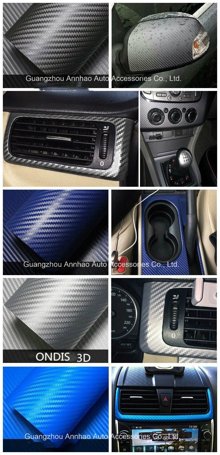 1.52*28m Size Car Interior Black Film 3D Carbon Fiber Vinyl with Air Release