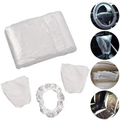 4PCS Universal Disposable Plastic Steering Wheel Cover &amp; Seat Cover