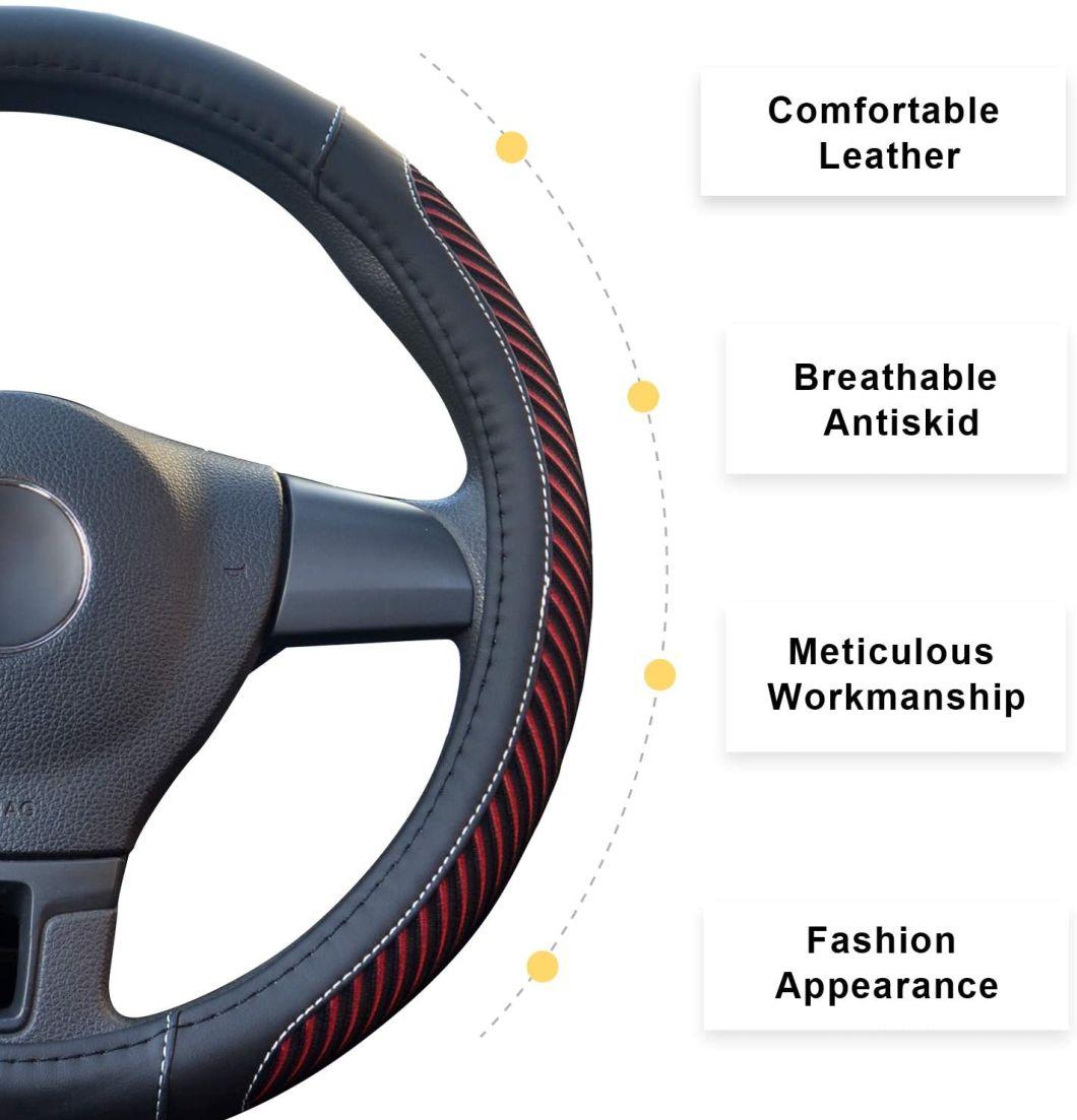 The Steering Wheel Cover Is Made of Super-Fine Fiber Leather Viscidity, Breathable, Non-Slip, No Peculiar Smell, Warm in Winter and Cool in Summer, New Red