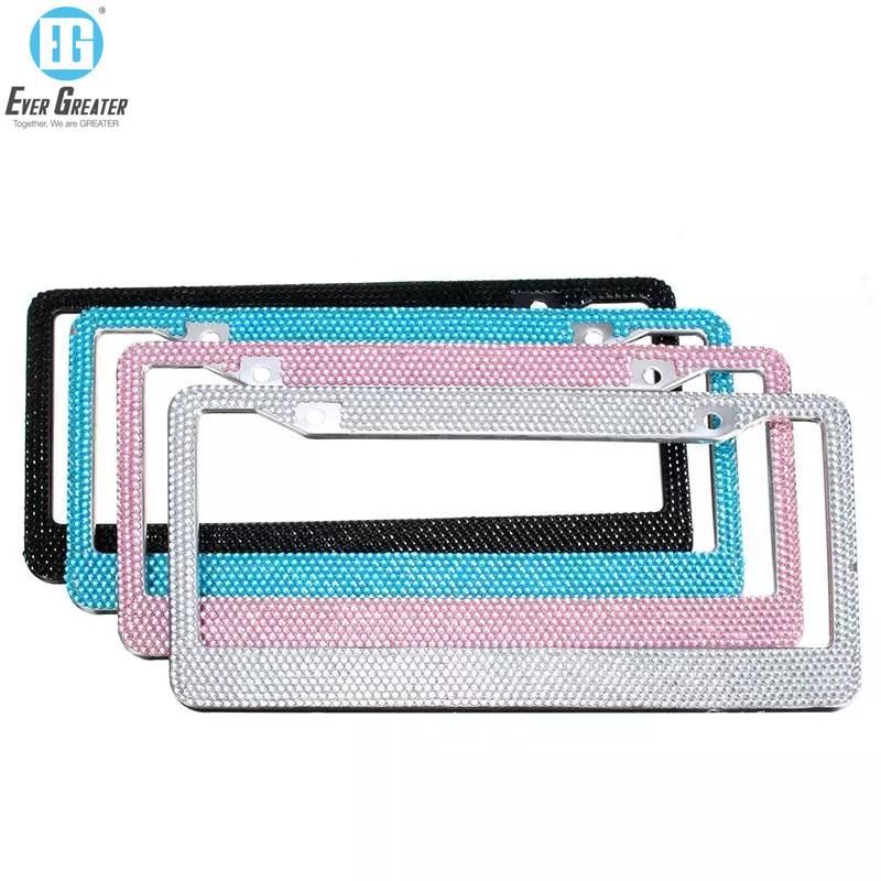 Plastic Carbon Fiber Style License Plate Frames Wholesale with Rhinestones