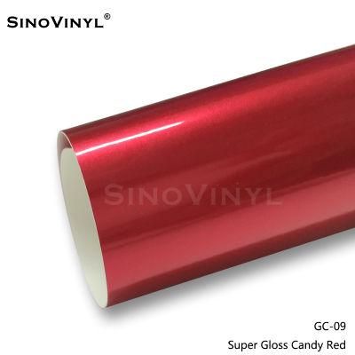 SINOVINYL Star Air Bubble Foil Sticker Auto PVC Film Roll Glossy Red Candy Colored Pearl Car Wrap Vinyl