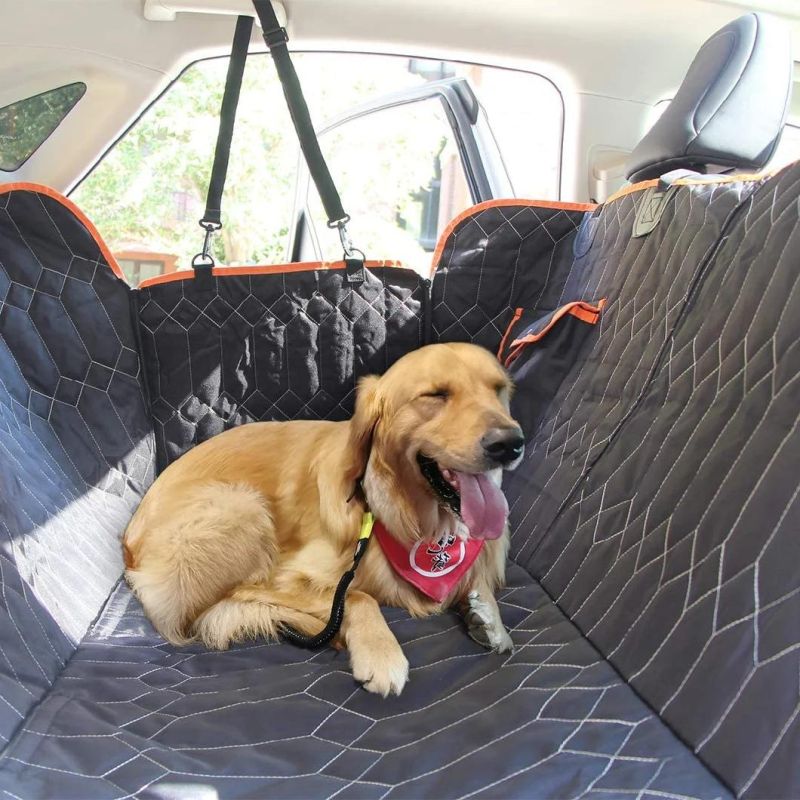 Dog Car Seat Covers and Dog Seat Belt, More Durable Scratchproof Dog Seat Cover for Back Seat Storage, Non-Slip Washable Dog Car Hammock for Different Cars