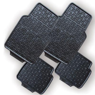 Universal 4PCS PVC Rubber Car Floor Mats All Weather Protection in Black Color - Trimmalbe Semi-Custom Fit