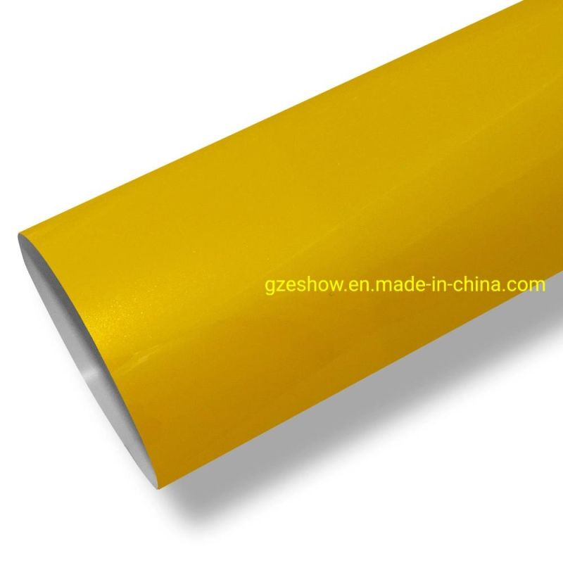 Super Gloss Metallic Saffron Yellow Car Wrapping Vinyl