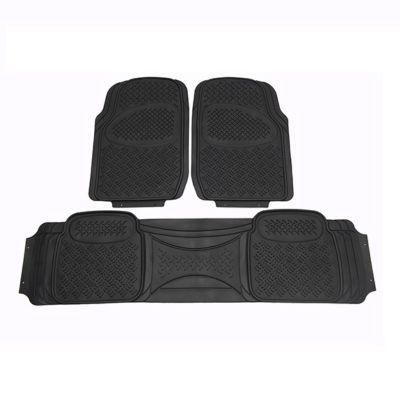 3PCS Heavy Duty Universal PVC Rubber Car Floor Mats All Weather Protection in Black Color - Trimmalbe Semi-Custom Fit