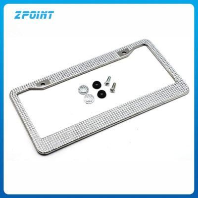 Car Accessory White Bling License Plate Frame 1PC