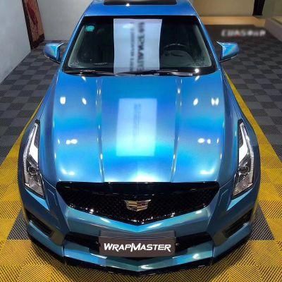 Tsautop 1.52*18m Gloss Iridescent Laser Blue Vinyl Wrap Car Body Sticker