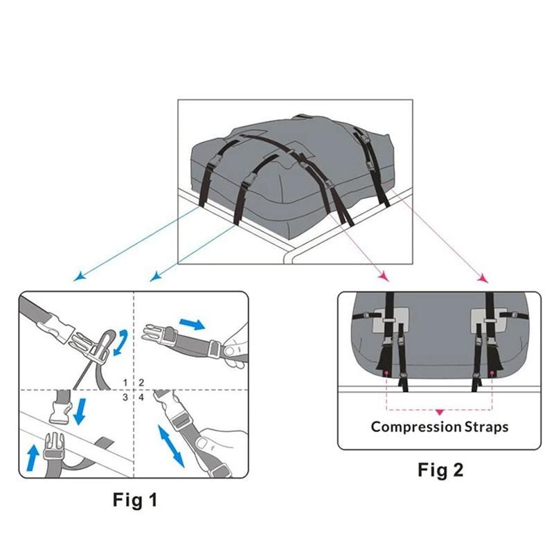 Car Roof Bag Cargo Carrier Waterproof Rooftop Luggage Box with 10 Reinforced Straps for Travel Touring Road Trips SUV Topper Wbb15161