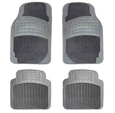 All Weather Front Rear Semi Carpet Rubber Floor Mat for Car Truck Van SUV (gray)