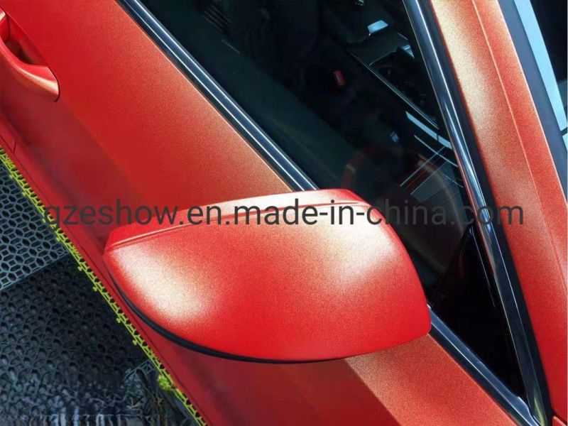 Car Decoration Matte Diamond Chameleon Gold Red Car Wrap Film