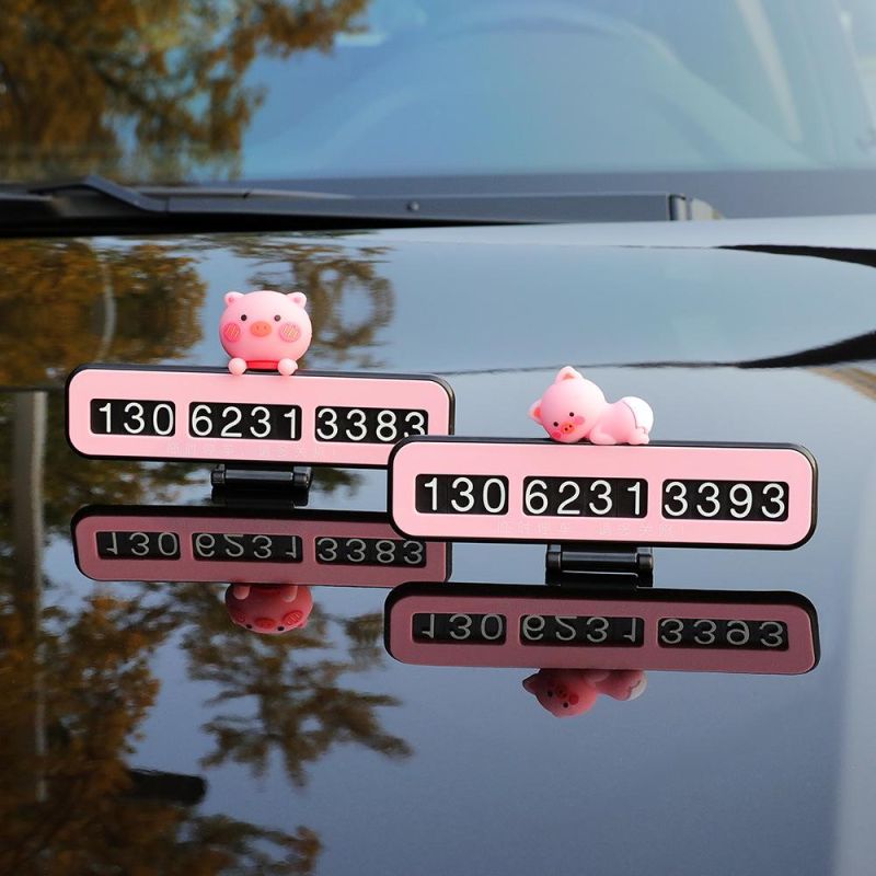 Pink Cartoon High Temperature Resistance Temporary Phone Number Car Parking Card Car Accessory