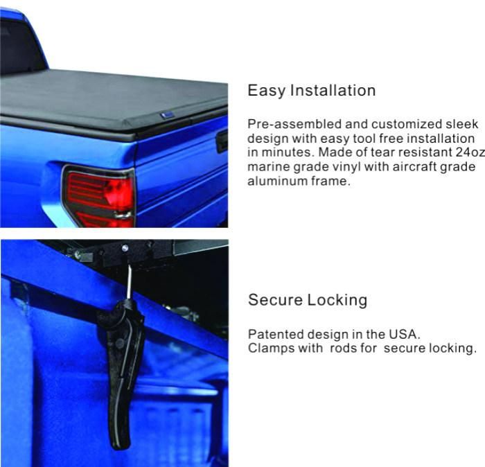 Tonneau Cover RAM1500 6.5FT Soft Tri-Fold Roll up Car Parts Truck Tonneau Cove