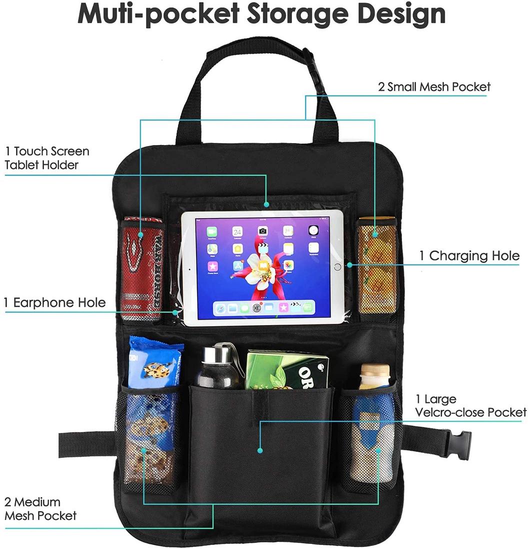 Mats Backseat Storage Bag Backseat Car Organizer Kick with Clear Screen Tablet Holder and 9 Storage Pockets Seat Back Car Organizer