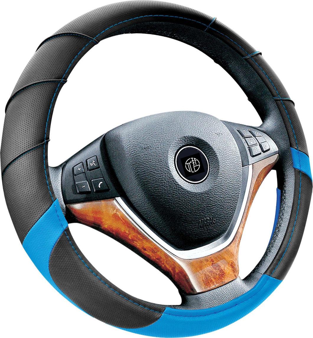 Silver+Black Color Stylish Car Steering Wheel Wrap Cover