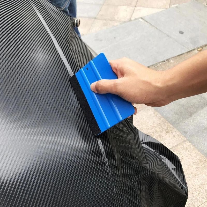 1PC Auto Styling Vinyl Carbon Fiber Window Ice Remover Cleaning Wash Car Scraper with Felt Squeegee Tool Film Wrapping 10X7cm