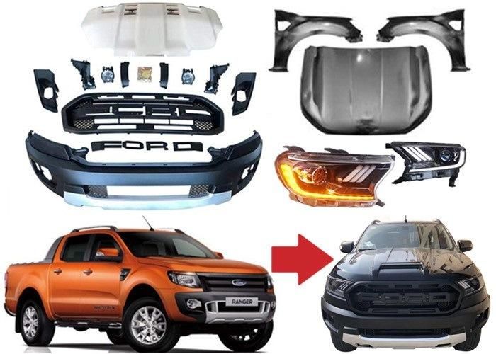 Auto Accessory Chromed Stickers for Fd Ranger T6 2012 2014, Black Decoration Kit with Red Letter