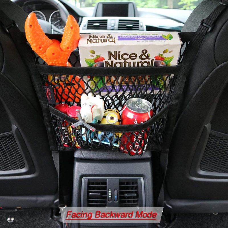 Dog Car Net 3 Layers Barrier Back Safety Mesh Seat Stretchable Organizer, for Safe Driving, Design for Safety of Driving with Children & Pets