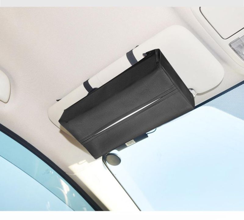 Car Sun Visor Leather Tissue Box Auto Clip Holder Paper Napkins Back Seat Facial Tissue Holder Car Accessories Esg13041