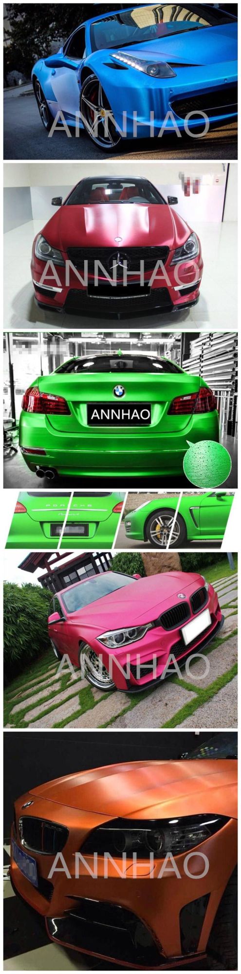 Bubble Free 1.52 X 18m PVC Film Matte Brushed Chrome Vinyl Car Wrapping Sticker