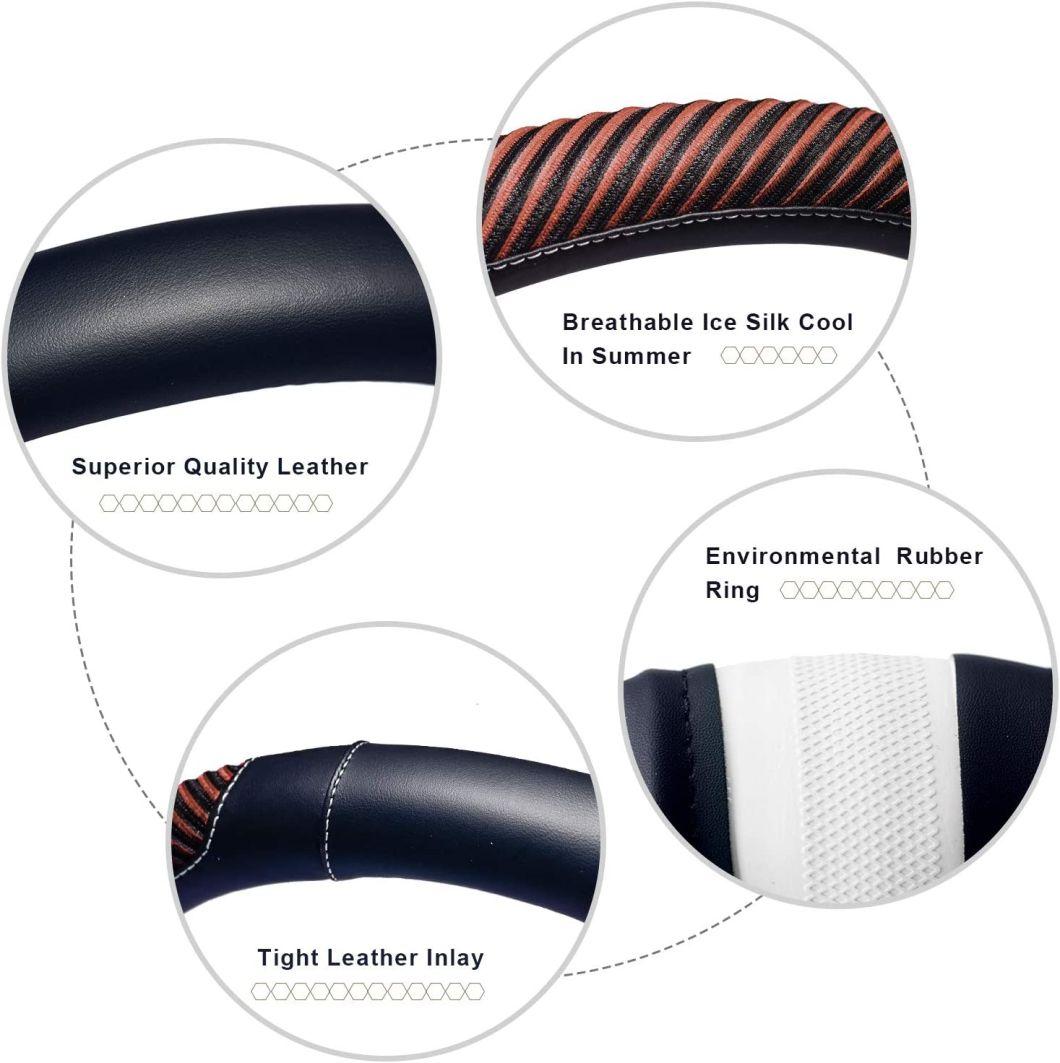 The Steering Wheel Cover Is Made of Super-Fine Fiber Leather Viscidity, Breathable, Non-Slip, No Peculiar Smell, Warm in Winter and Cool in Summer, New Brown