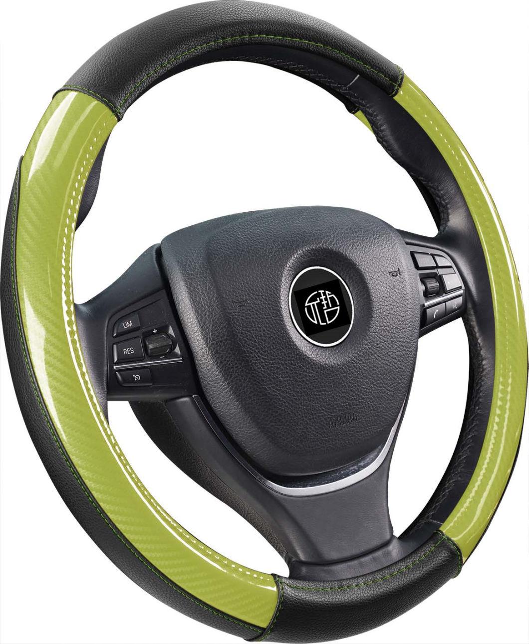 USA Popular Bright Carbon Color PU Steering Wheel Cover