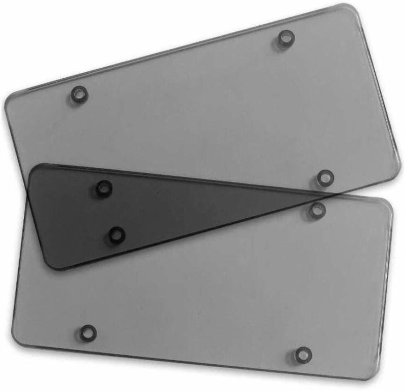 Car Accessories 2PCS Smoked Flat License Plate Frame Shield