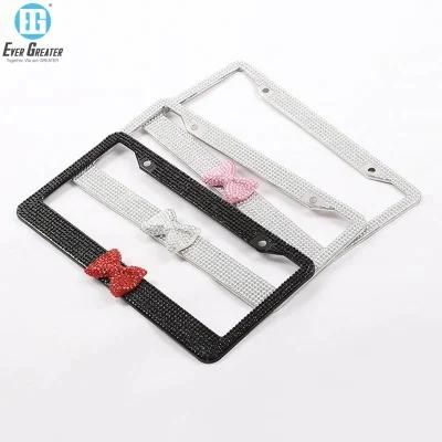 Classic Stainless Steel Crystal License Plate Frame