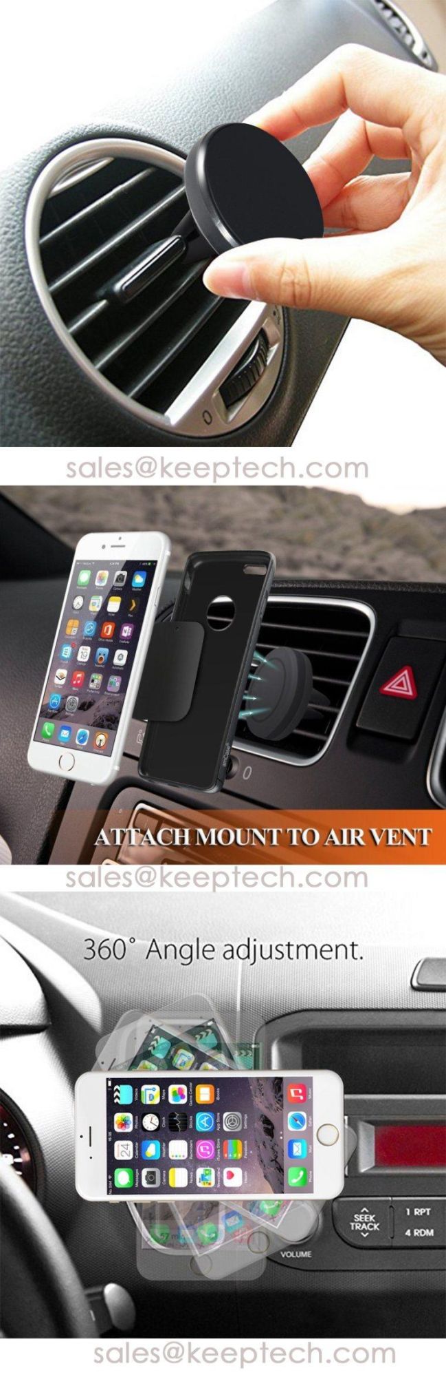 Universal Car Phone Holder Magnetic Air Vent Mount Stand 360 Degree Rotation Mobile Phone Car Holder