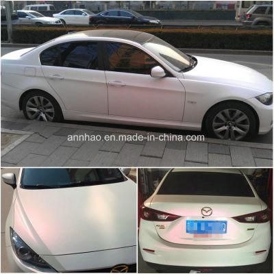 High Poly Metallic Chrome Pear Car Stickers Bubble Air Free Release 5X65FT Matte Pearl White Chameleon Vinyl Wrap