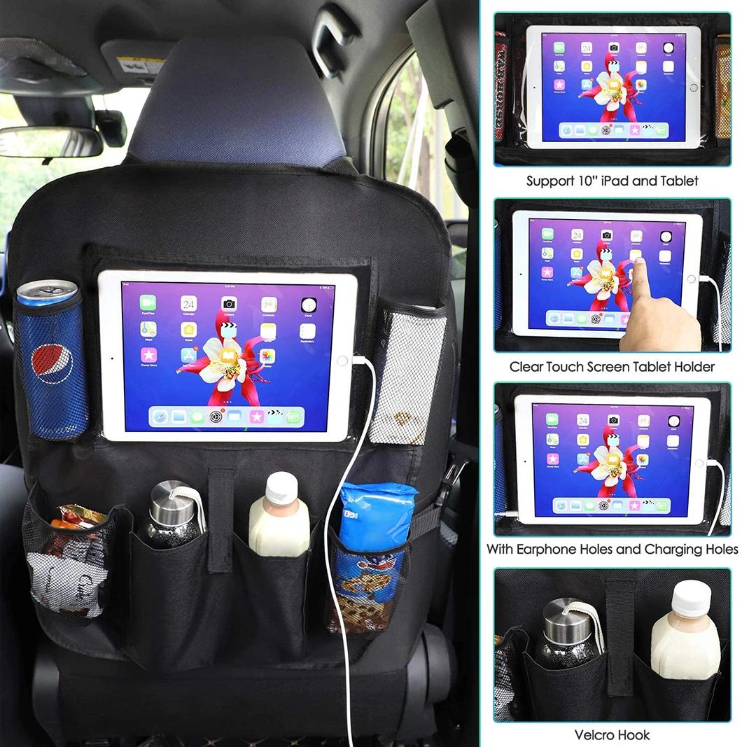 Mats Backseat Storage Bag Backseat Car Organizer Kick with Clear Screen Tablet Holder and 9 Storage Pockets Seat Back Car Organizer