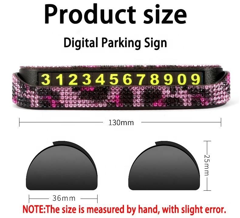 New Design Car Temporary Parking Sign Rhinestone Car Parking Phone Number Plate.