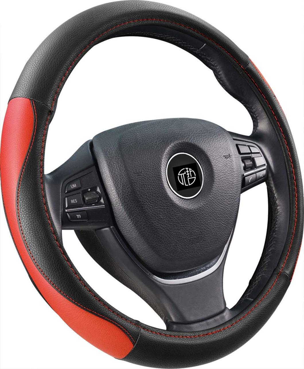 OEM Antiskid Washable Black and Beige PU/PVC Car Steering Wheel Set