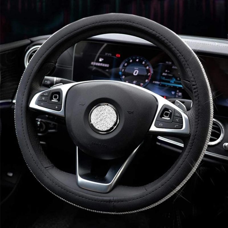 New Diamond Leather Steering Wheel Cover with Bling Bling Crystal Rhinestones