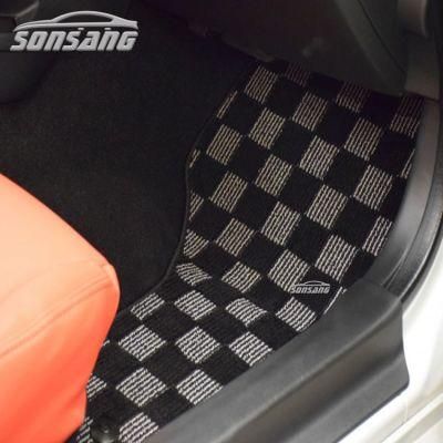 Factory Price Polyster Checker Car Floor Mat Custom Made Size for Specific Car Model