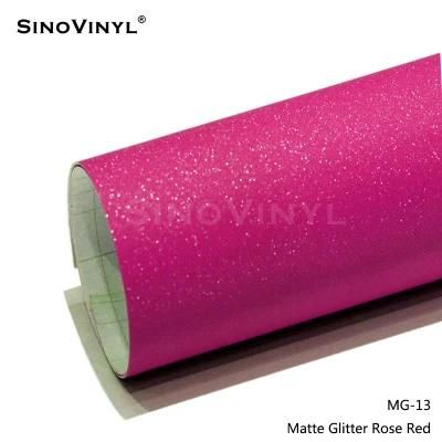 SINOVINYL 1.52*28m Self Adhesive Film Auto Wrap Matte Glitter Pink Color Change Car Vinyl