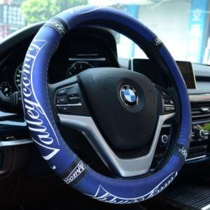 Cool Letter Blue PU Leather Steering Wheel Cover