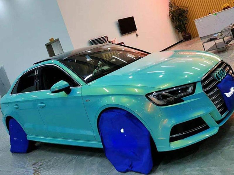 Magic Glod Blue Chameleon Vinyl Car Wrap Film Air Bubble Free