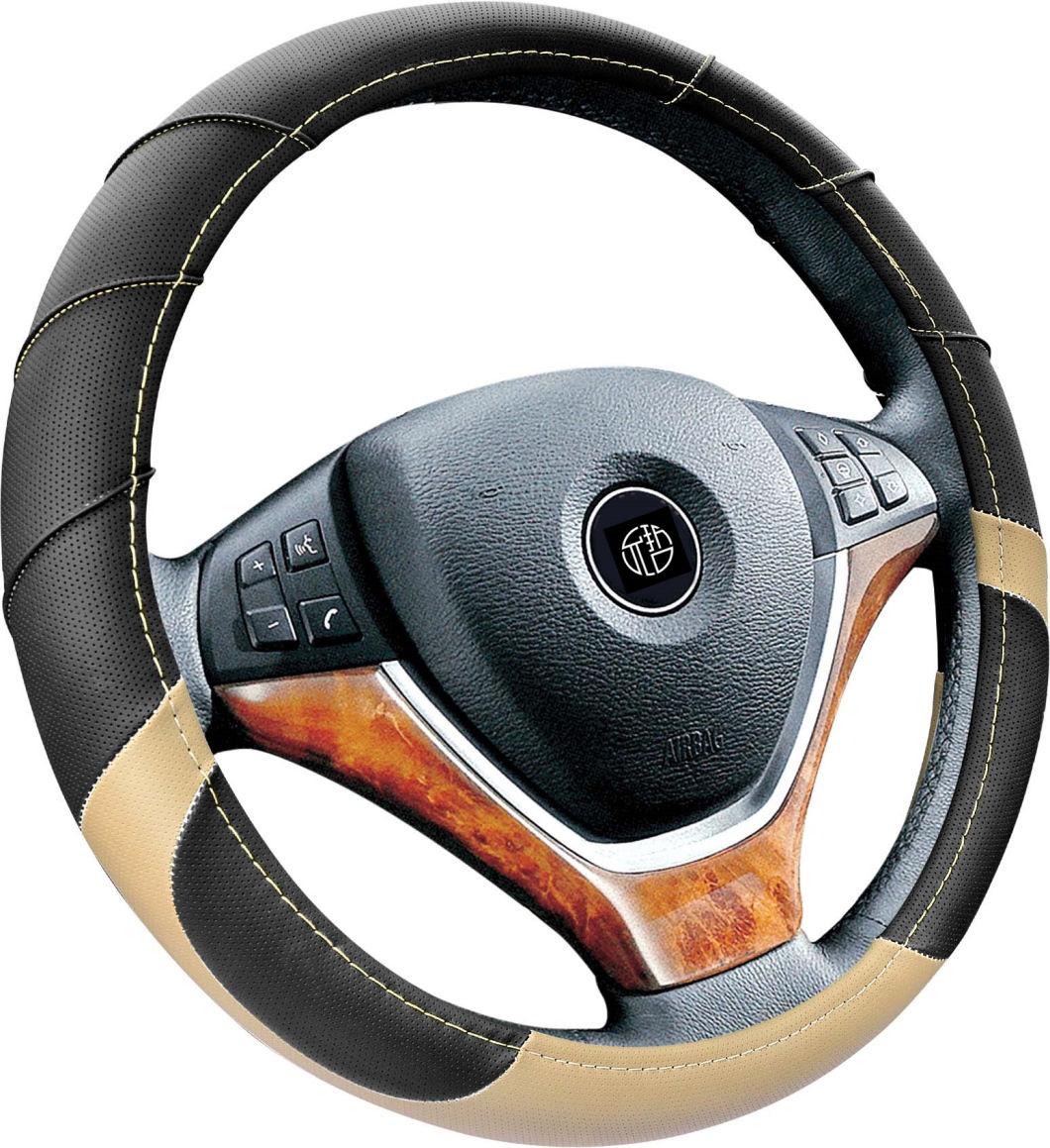 Silver+Black Color Stylish Car Steering Wheel Wrap Cover