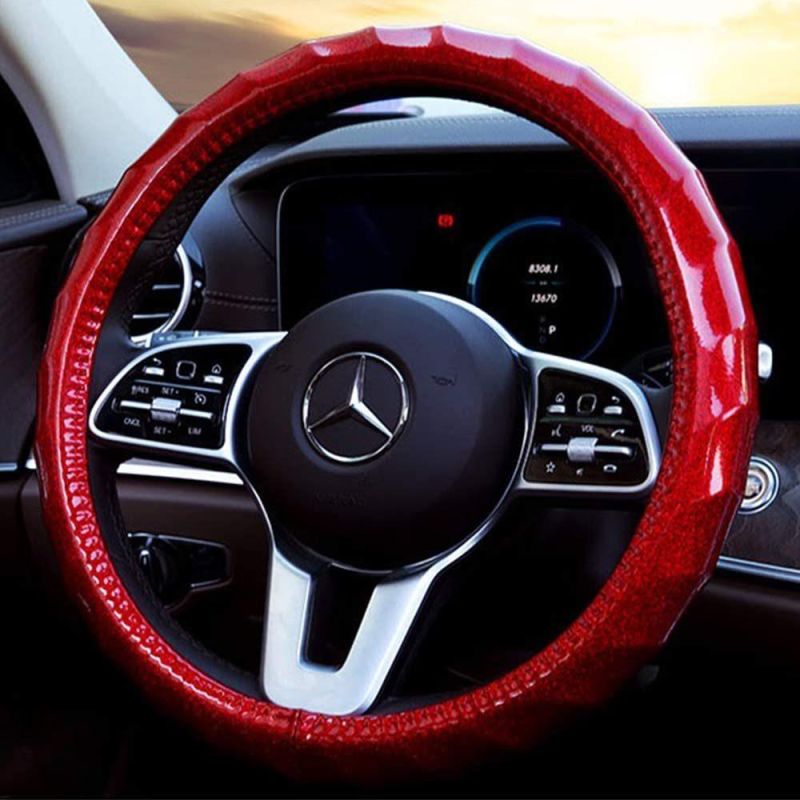 Car Shiny Steering Wheel Cover Car Men′s and Women′s Sky Cute General Motors 14.5 15-Inch Anti-Skid Wave Wheel Cover, Red