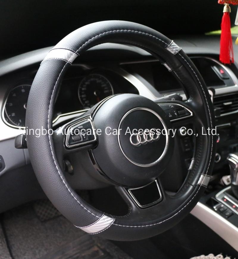 Leather PVC Carbon Fiber Car Steering Wheel Cover