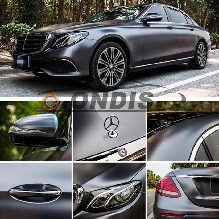 2018 Ondis PVC Film Self Adhesive Vinyl Titanium Grey Electric Satin Chrome Car Vinils