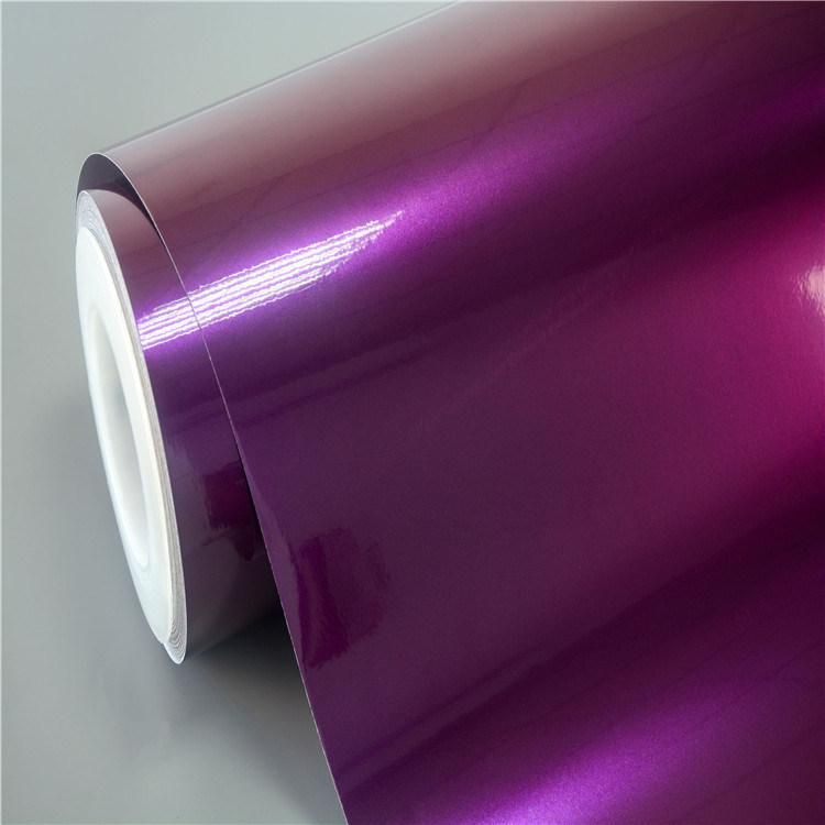 Glossy Metallic Dark Purple Vinyl Car Wrap Film Air Bubble Free