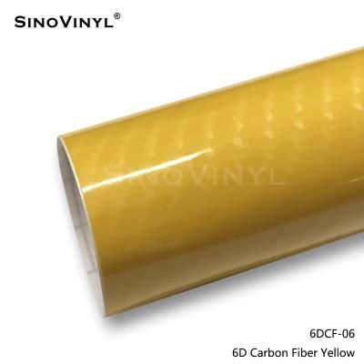 SINOVINYL 6D Carbon Fiber Air Bubble Free Black Stickers Color PVC Self Adhesive Film Vinyl Roll